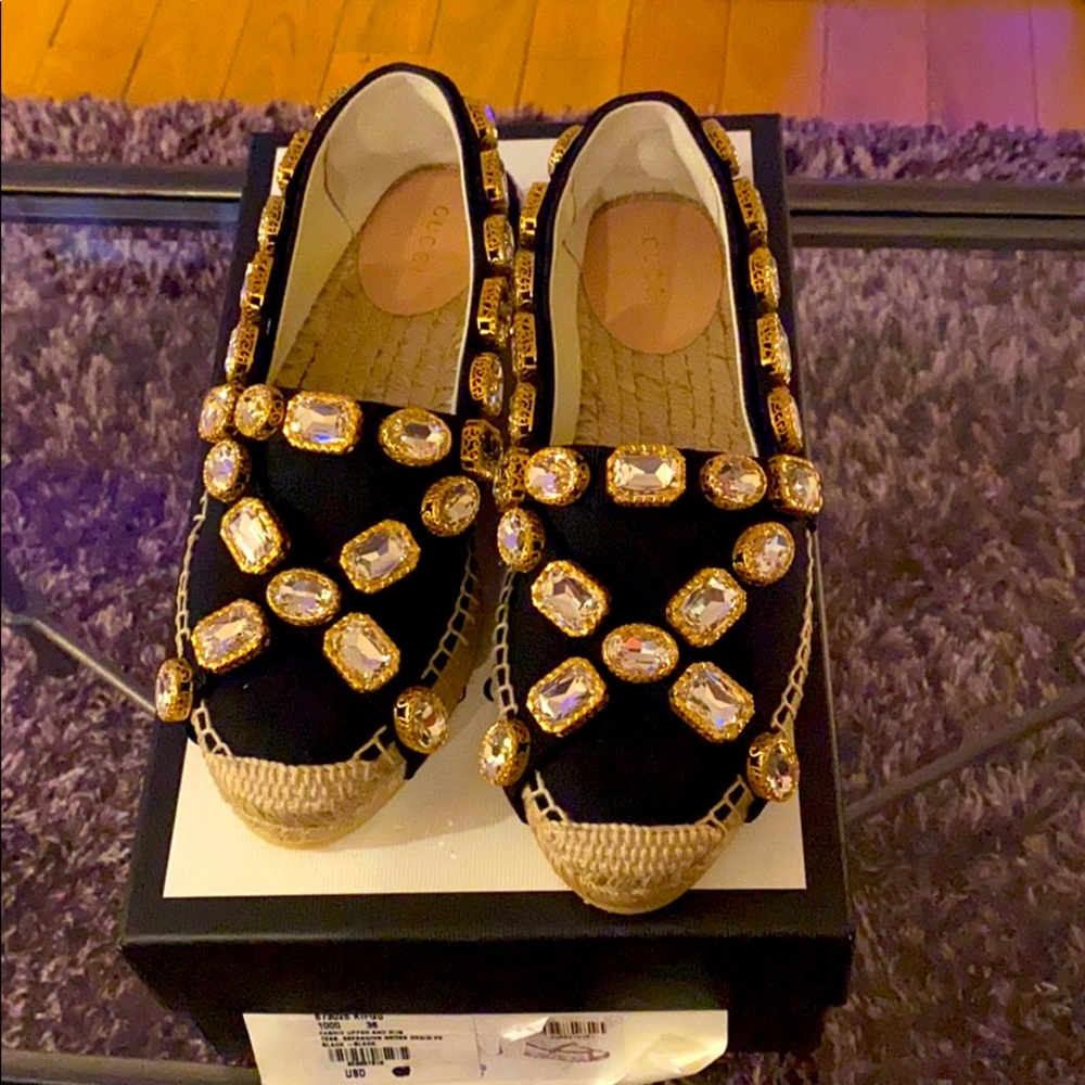 Authentic Gucci crystal espadrilles!